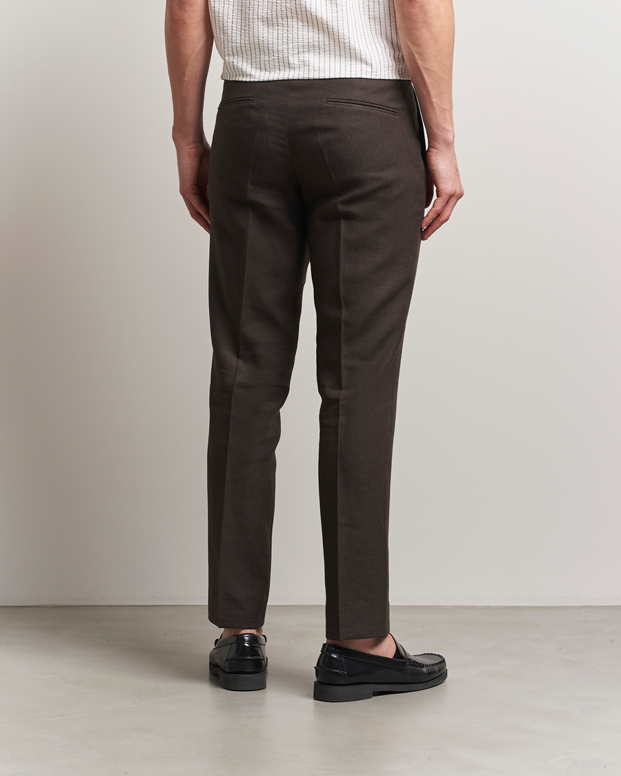 Mies | Housut | Oscar Jacobson | Dandy Linen Trousers Brown