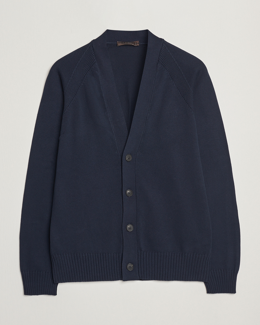 Mies | Puserot | Oscar Jacobson | Hover Cotton Cardigan Navy