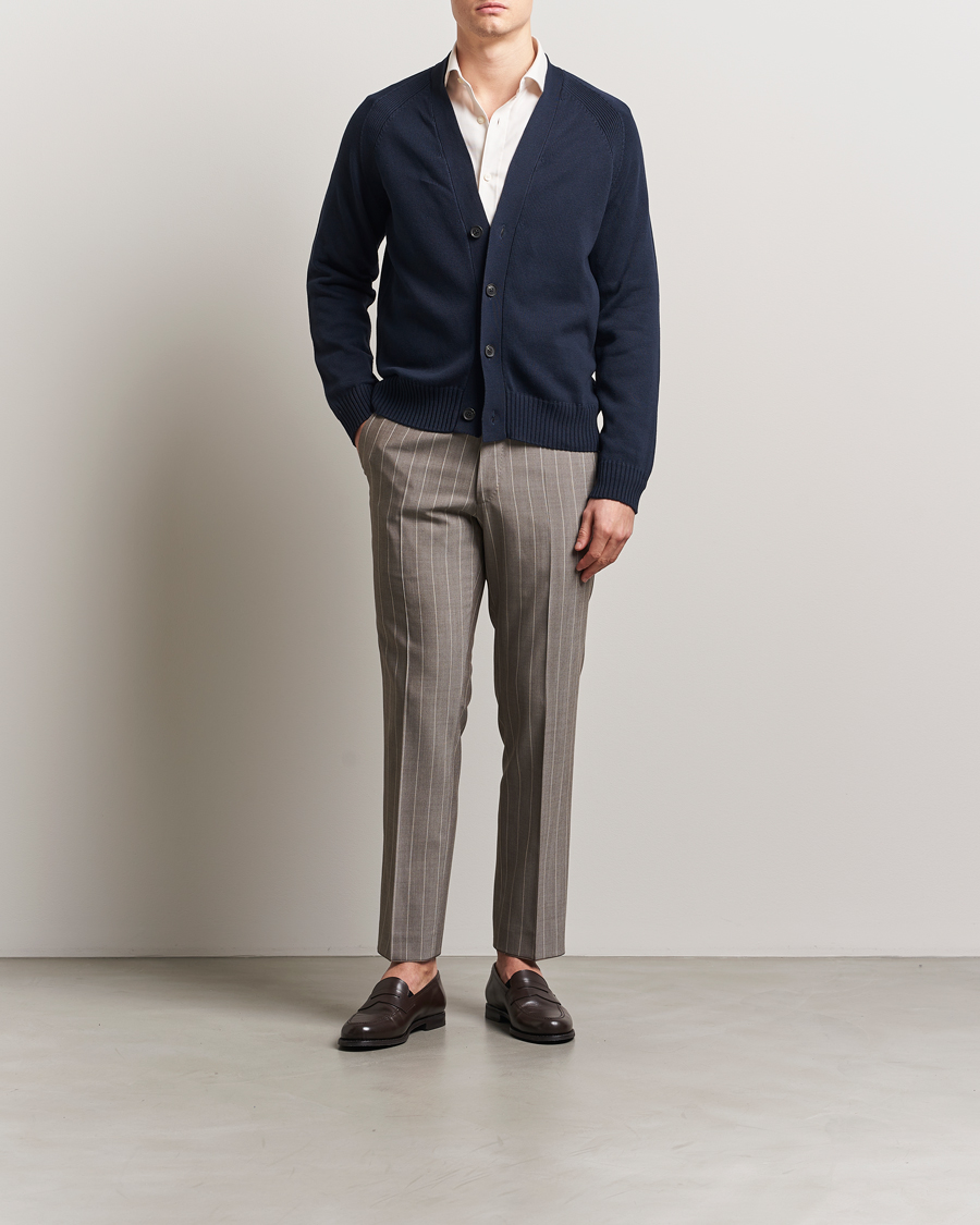 Mies | Puserot | Oscar Jacobson | Hover Cotton Cardigan Navy