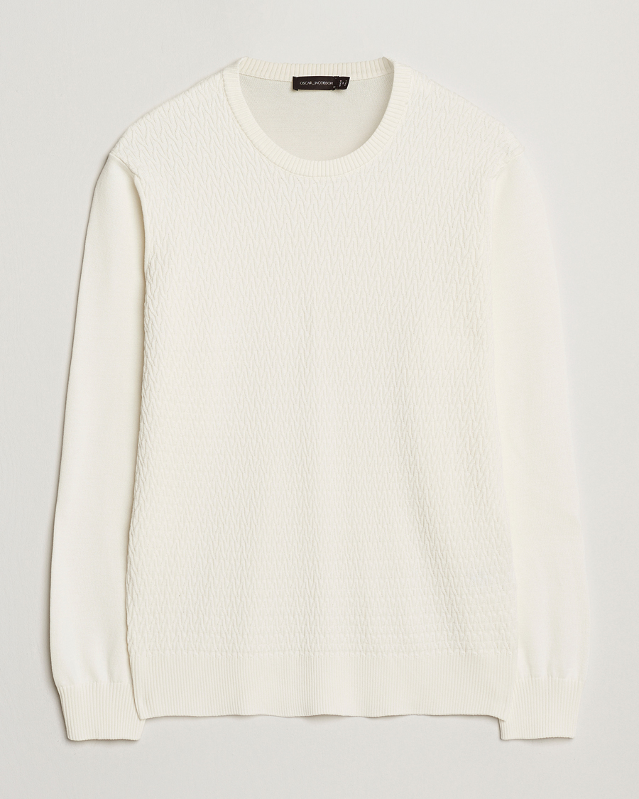 Mies | Puserot | Oscar Jacobson | Blake Knitted Cotton Crew White