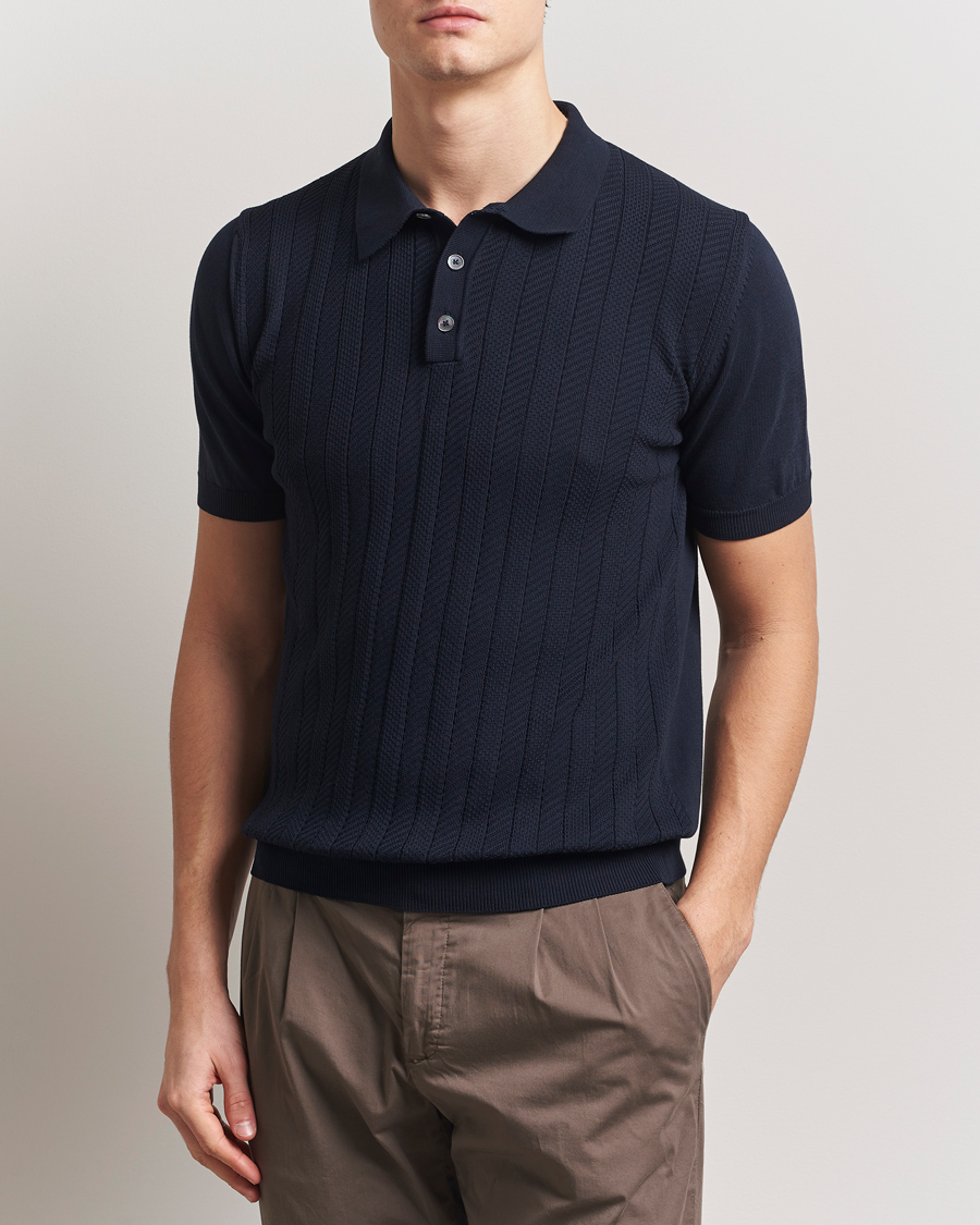 Mies | Pikeet | Oscar Jacobson | Barto Structured Cotton Polo Navy