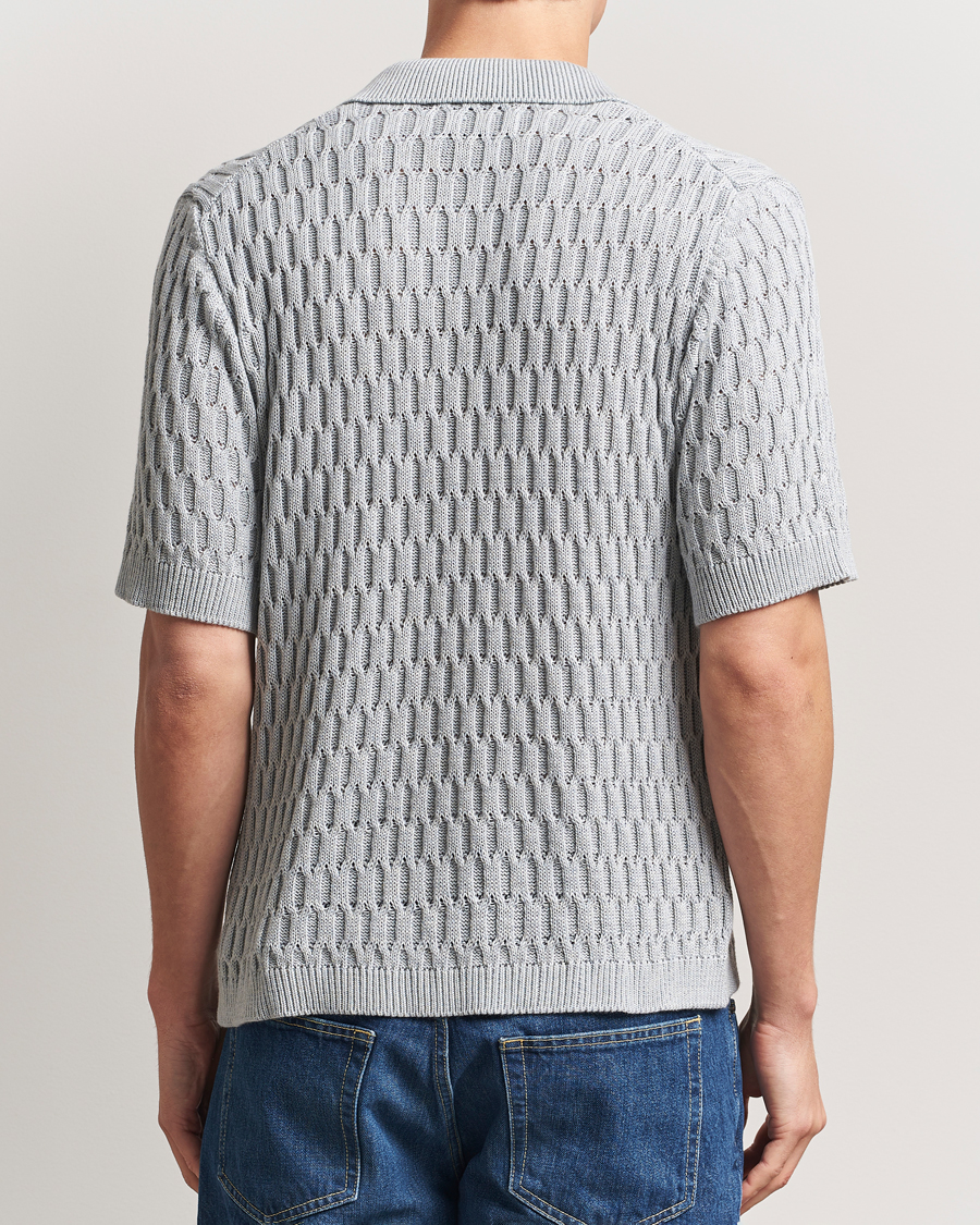 Mies | Kauluspaidat | Peregrine | Cove Knitted Short Sleeve Shirt Washed Denim