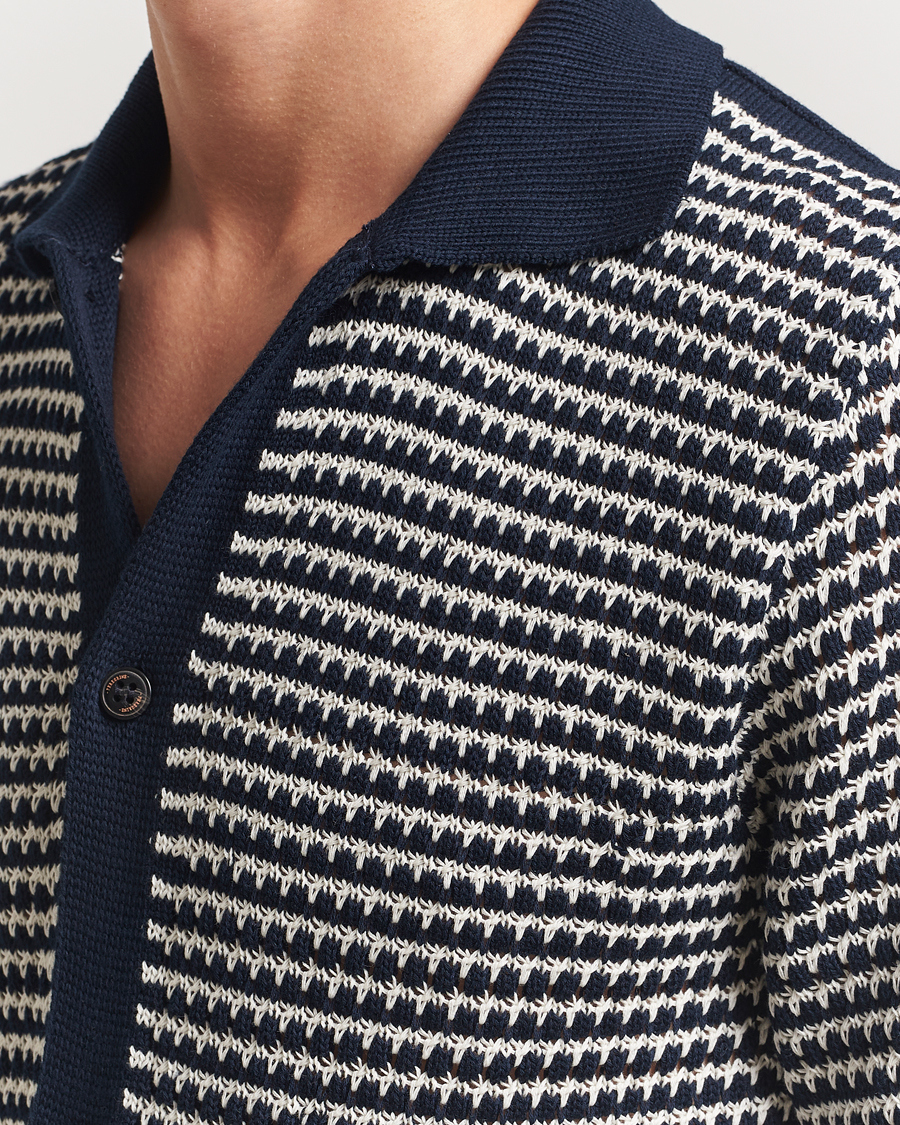 Mies | Kauluspaidat | Peregrine | Island Crochet Knitted Shirt Navy