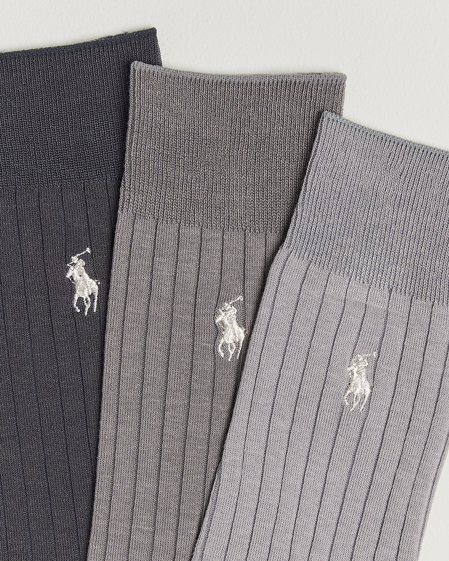 Mies | Alusvaatteet | Polo Ralph Lauren | 3-Pack Egyptian Rib Crew Sock Grey Combo