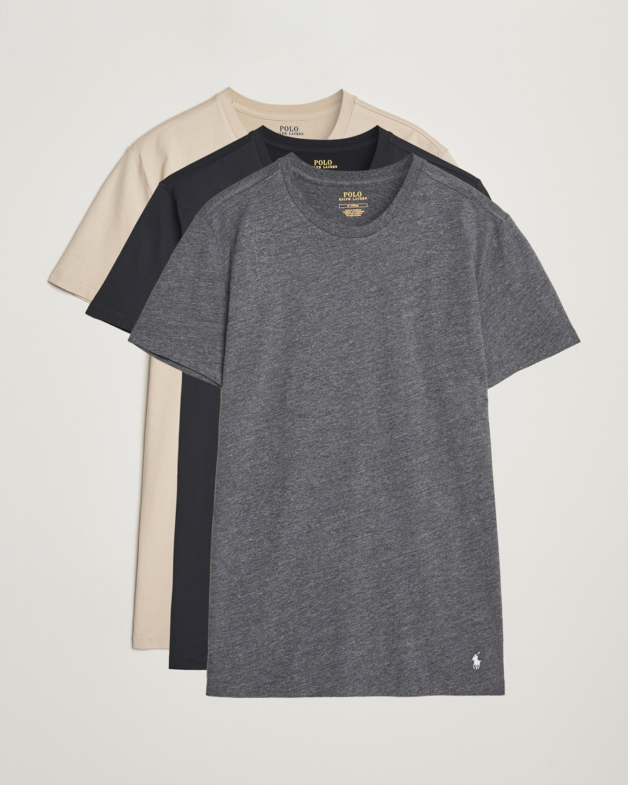 Mies | T-paidat | Polo Ralph Lauren | 3-Pack Crew Neck T-Shirt Grey/Beige/Black