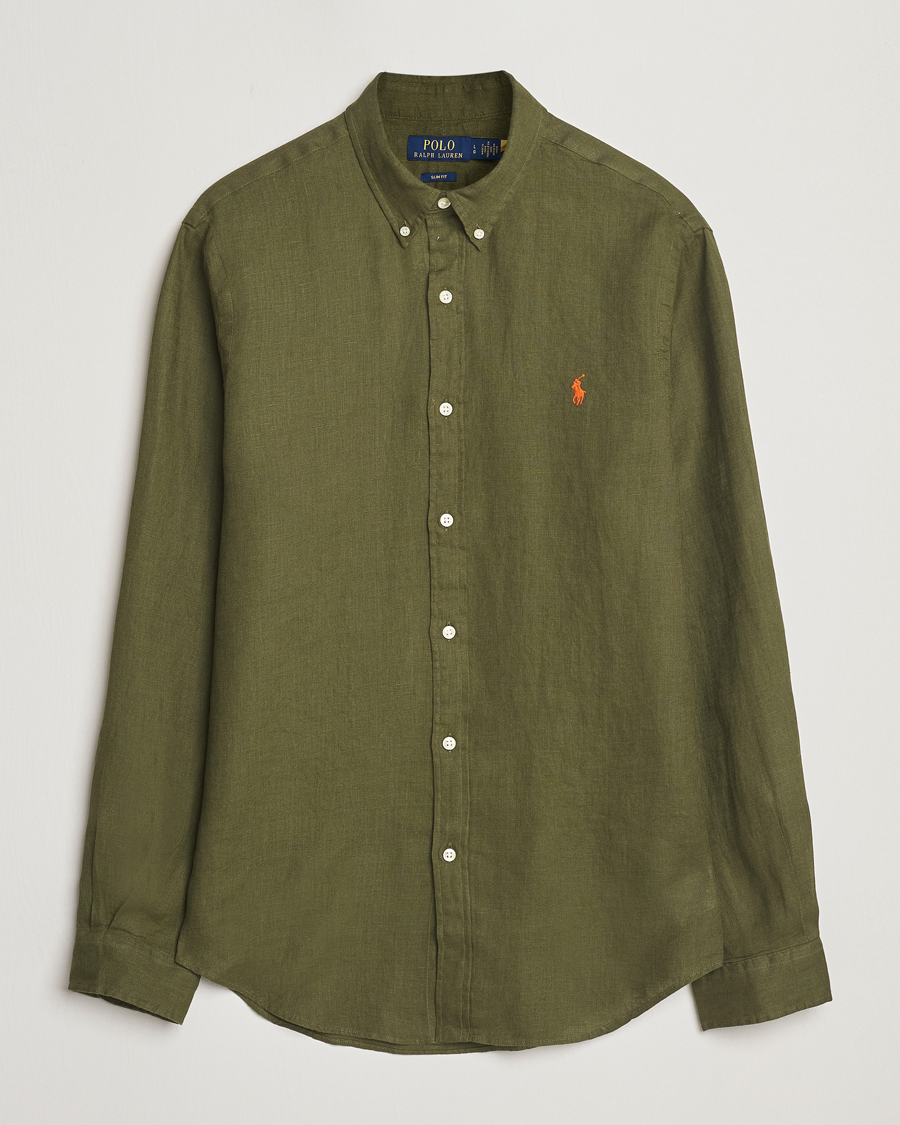 Mies | Kauluspaidat | Polo Ralph Lauren | Slim Fit Linen Shirt New Olive