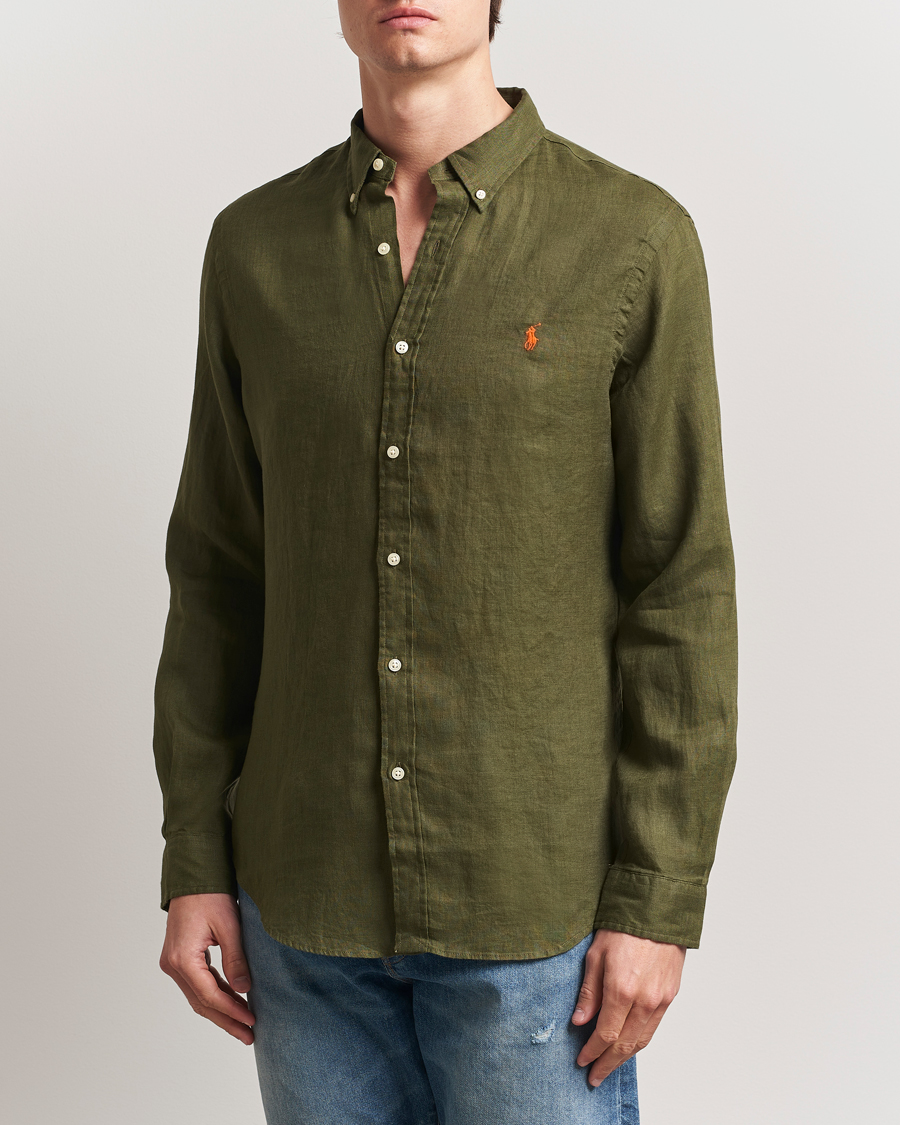 Mies | Kauluspaidat | Polo Ralph Lauren | Slim Fit Linen Shirt New Olive