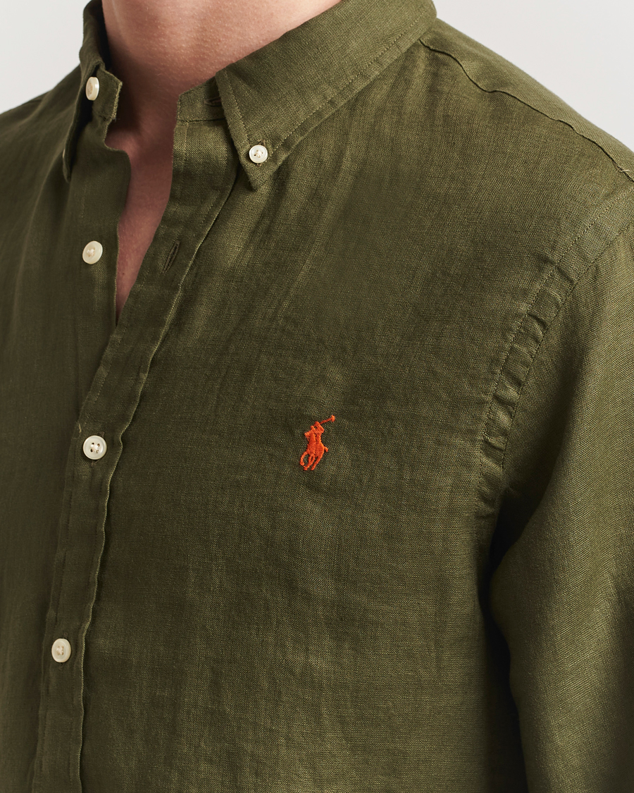 Mies | Kauluspaidat | Polo Ralph Lauren | Slim Fit Linen Shirt New Olive