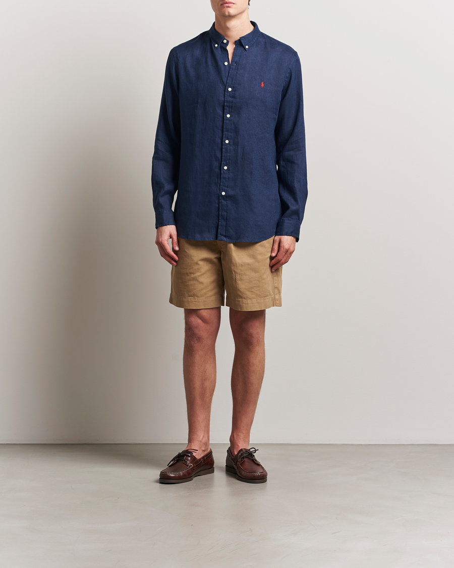 Mies | Kauluspaidat | Polo Ralph Lauren | Slim Fit Linen Shirt Newport Navy