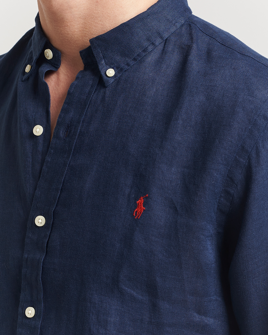 Mies | Kauluspaidat | Polo Ralph Lauren | Slim Fit Linen Shirt Newport Navy