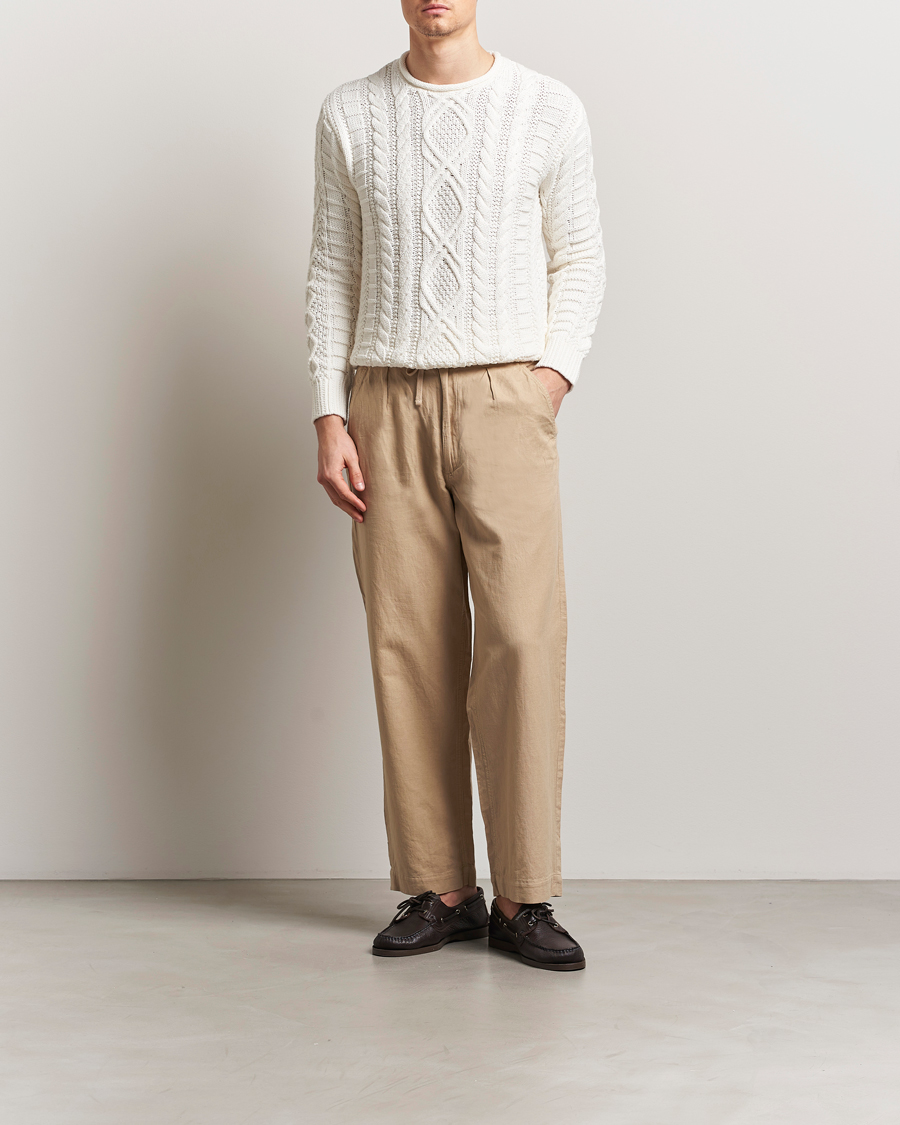 Mies | Housut | Polo Ralph Lauren | Pleated Cotton Linen Pants Coastal Beige
