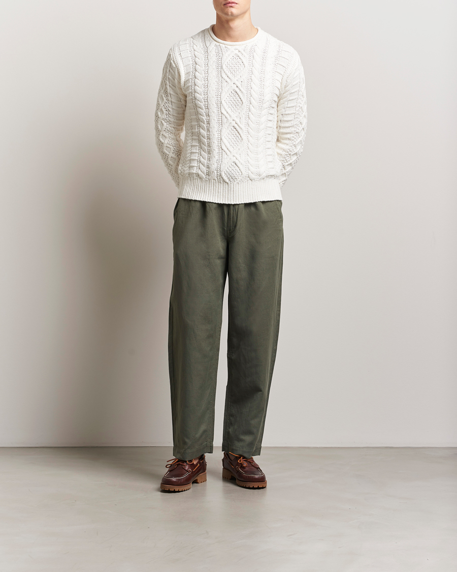 Mies | Housut | Polo Ralph Lauren | Pleated Cotton Linen Pants New Olive