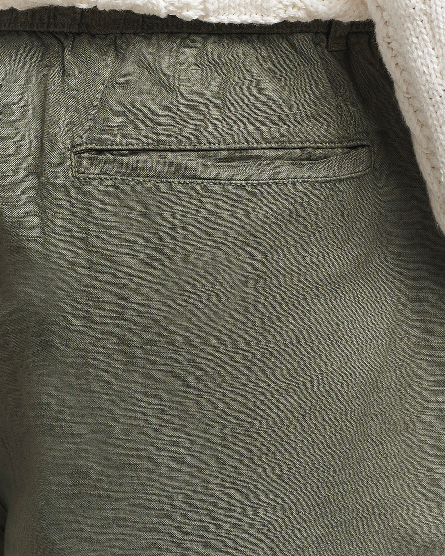Mies | Housut | Polo Ralph Lauren | Pleated Cotton Linen Pants New Olive