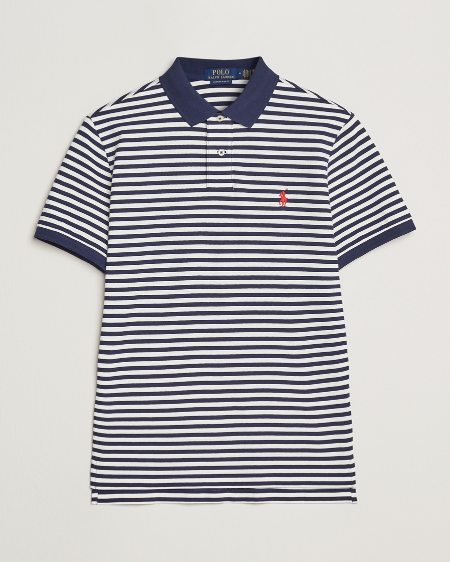 Mies | Pikeet | Polo Ralph Lauren | Custom Slim Fit Striped Polo Deckwash White/Navy