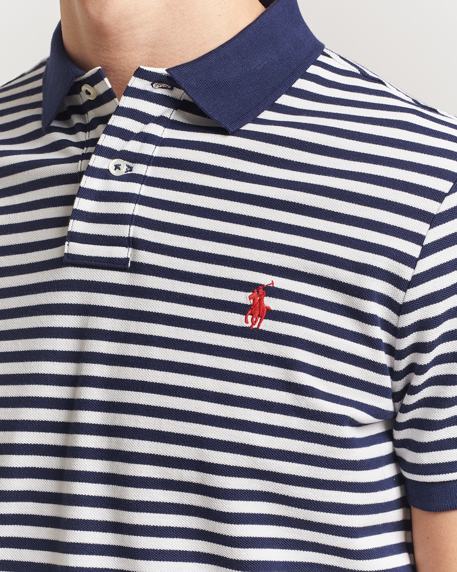 Mies | Pikeet | Polo Ralph Lauren | Custom Slim Fit Striped Polo Deckwash White/Navy