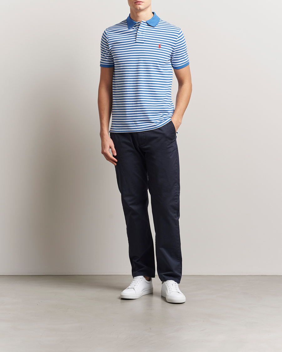 Mies | Pikeet | Polo Ralph Lauren | Custom Slim Fit Striped Polo Embayment Blue/White