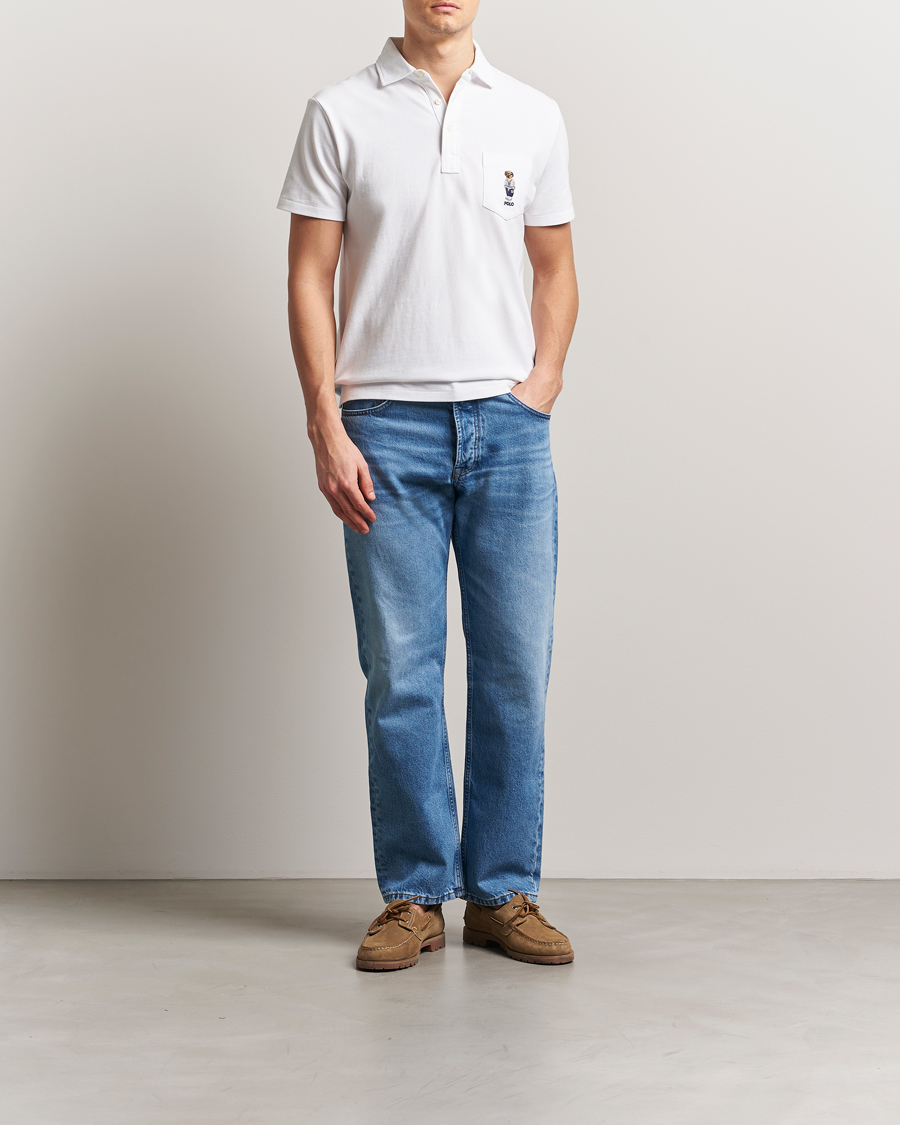 Mies | Pikeet | Polo Ralph Lauren | Custom Slim Fit Pocket Bear Polo White