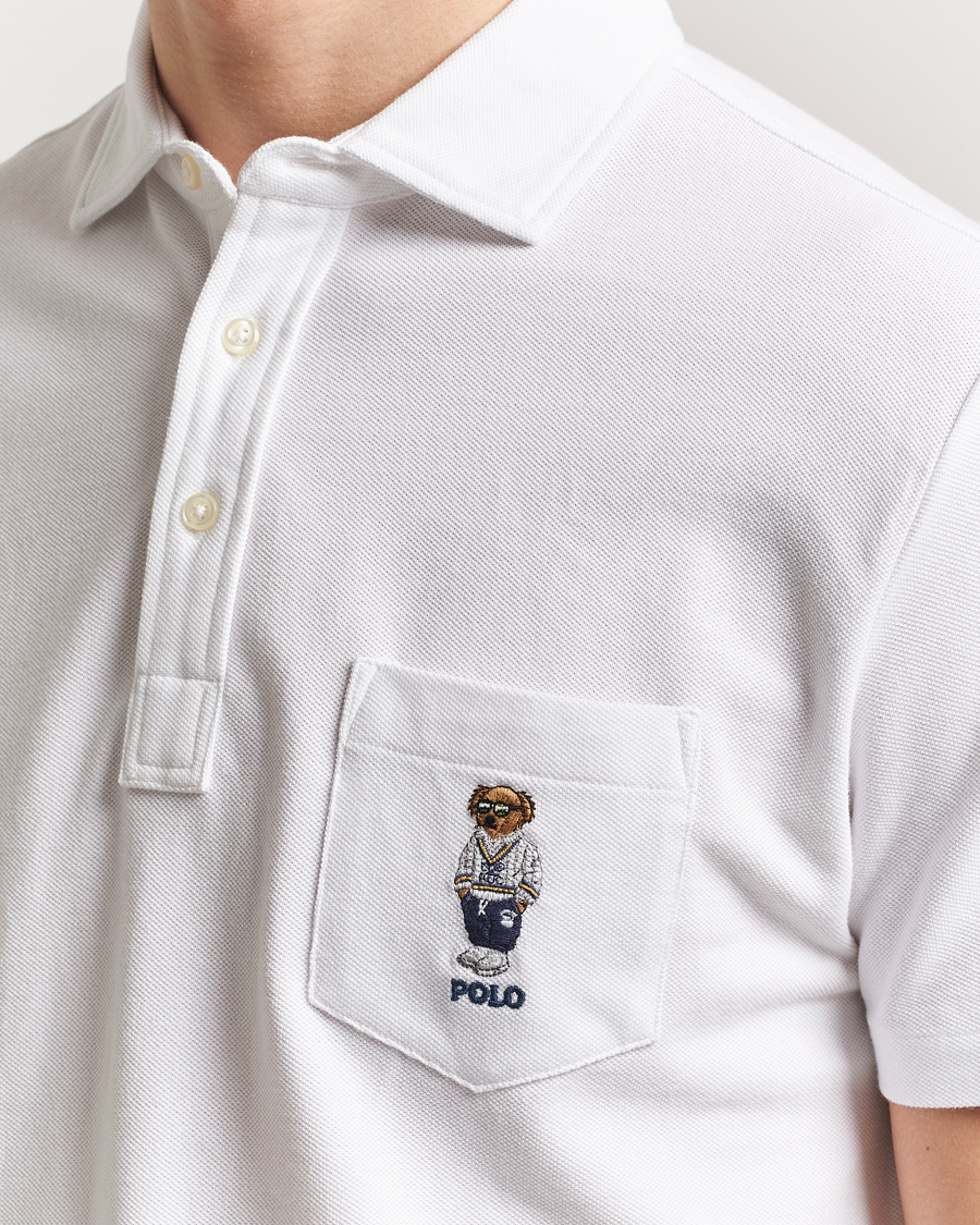 Mies | Pikeet | Polo Ralph Lauren | Custom Slim Fit Pocket Bear Polo White