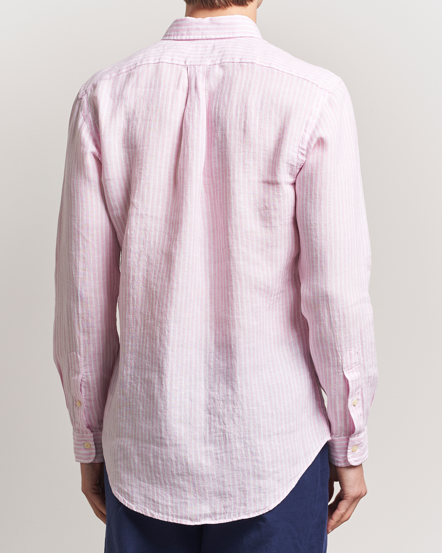 Mies | Kauluspaidat | Polo Ralph Lauren | Custom Fit Striped Linen Shirt Pink/White