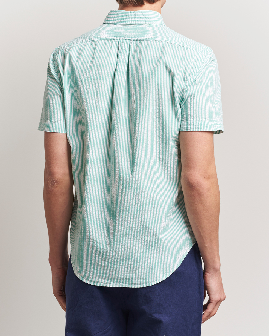 Mies | Kauluspaidat | Polo Ralph Lauren | Seersucker Short Sleeve Striped Shirt Green/White