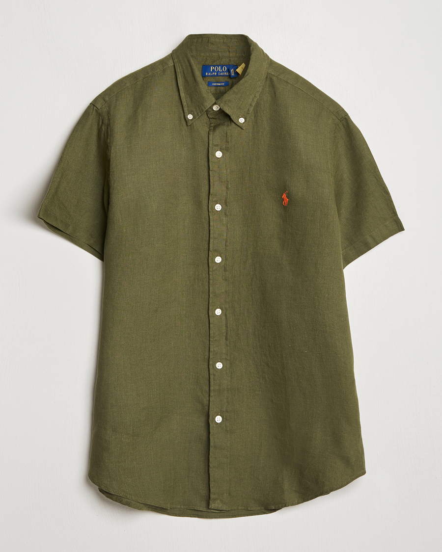 Mies | Kauluspaidat | Polo Ralph Lauren | Short Sleeve Linen Shirt New Olive