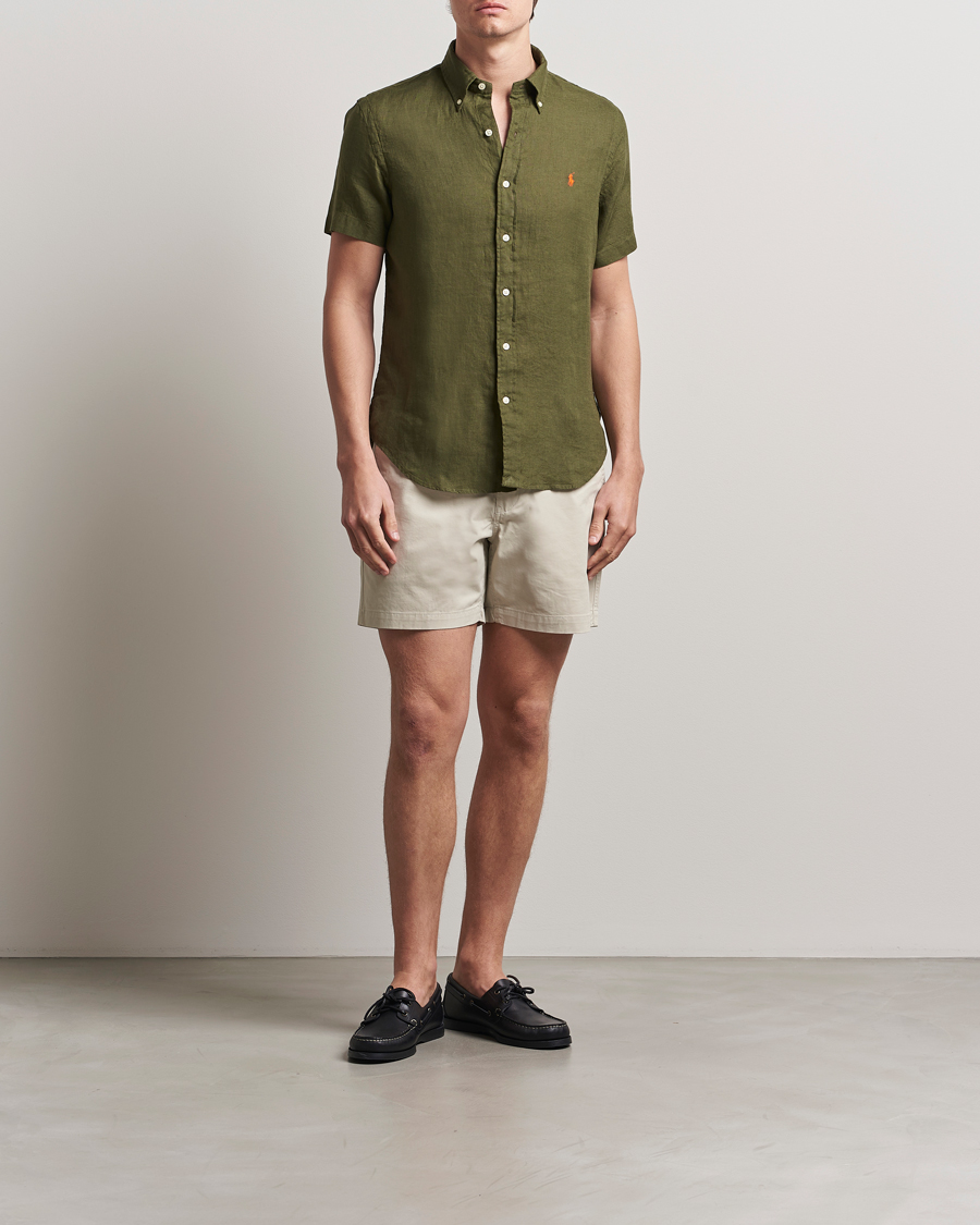 Mies | Kauluspaidat | Polo Ralph Lauren | Short Sleeve Linen Shirt New Olive