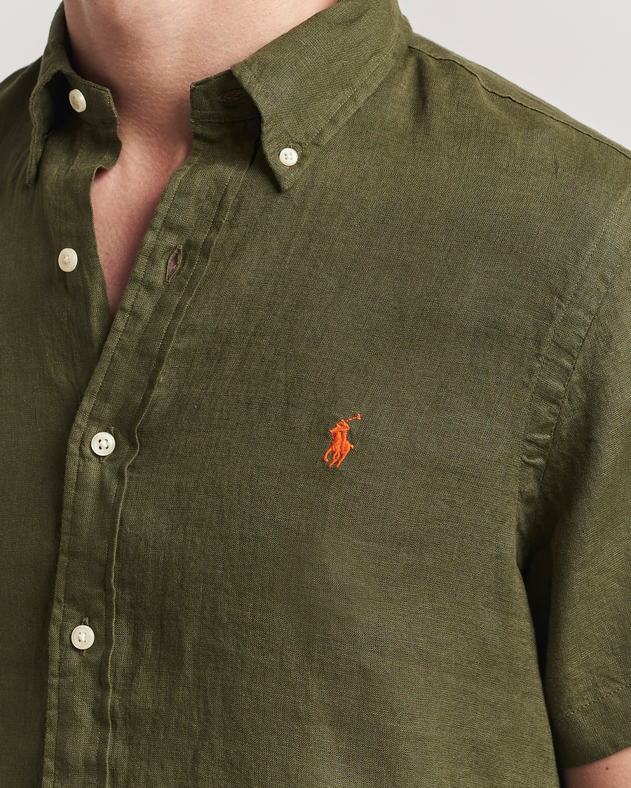 Mies | Kauluspaidat | Polo Ralph Lauren | Short Sleeve Linen Shirt New Olive