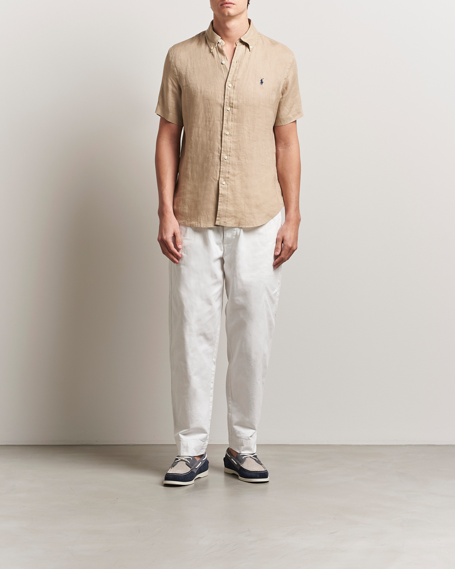 Mies | Kauluspaidat | Polo Ralph Lauren | Short Sleeve Linen Shirt Coastal Beige