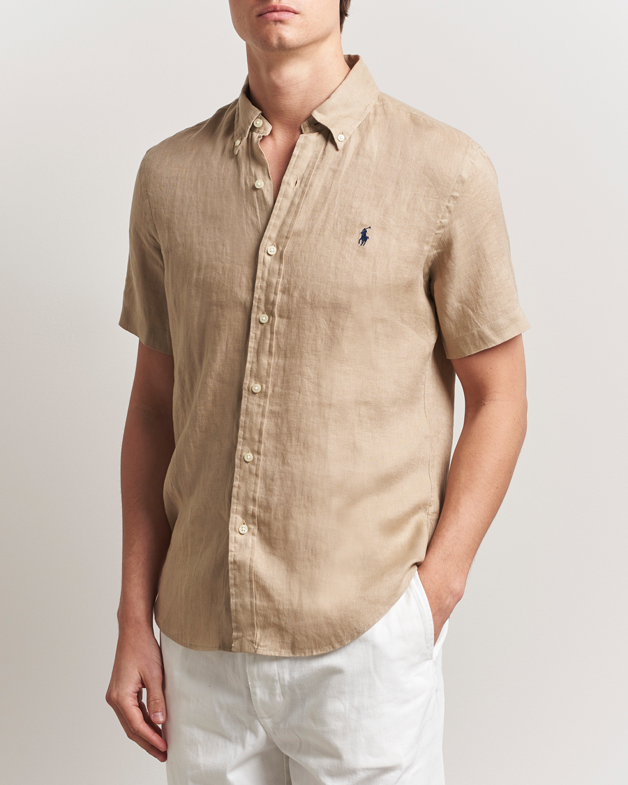 Mies | Kauluspaidat | Polo Ralph Lauren | Short Sleeve Linen Shirt Coastal Beige