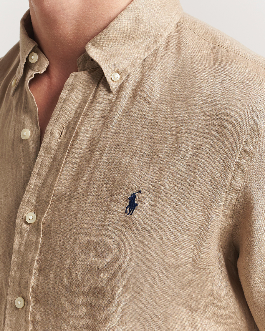 Mies | Kauluspaidat | Polo Ralph Lauren | Short Sleeve Linen Shirt Coastal Beige