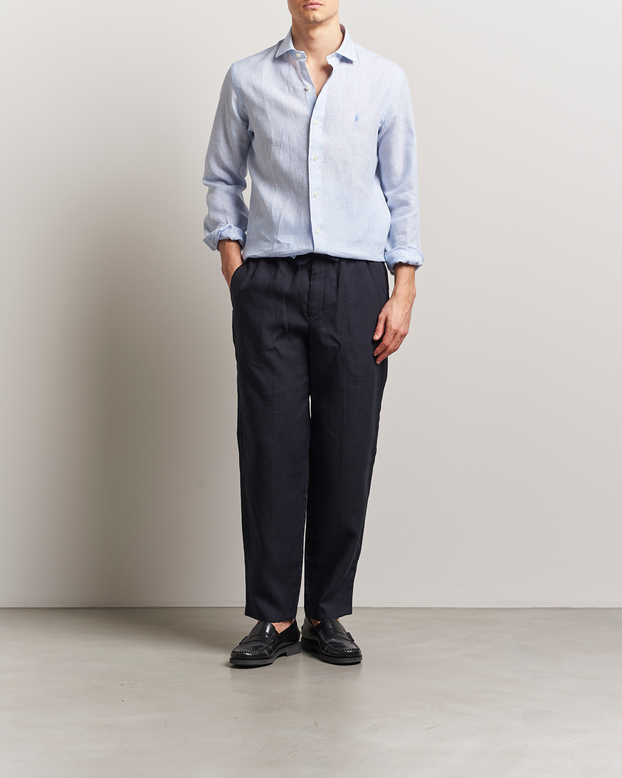 Mies | Kauluspaidat | Polo Ralph Lauren | Custom Fit Dressed Striped Linen Shirt Cabana Blue