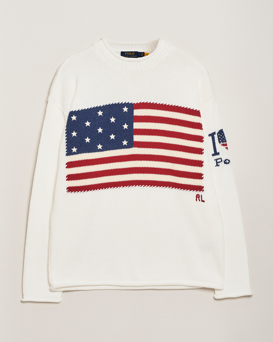 Mies | Puserot | Polo Ralph Lauren | Cotton Flag Sweater Deckwash White