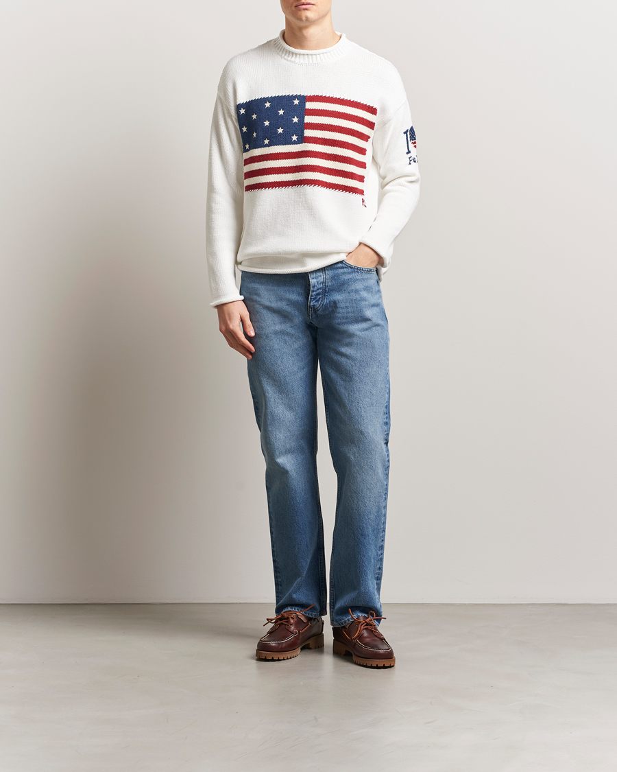 Mies | Puserot | Polo Ralph Lauren | Cotton Flag Sweater Deckwash White
