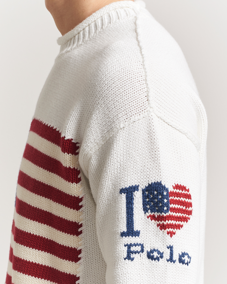 Mies | Puserot | Polo Ralph Lauren | Cotton Flag Sweater Deckwash White