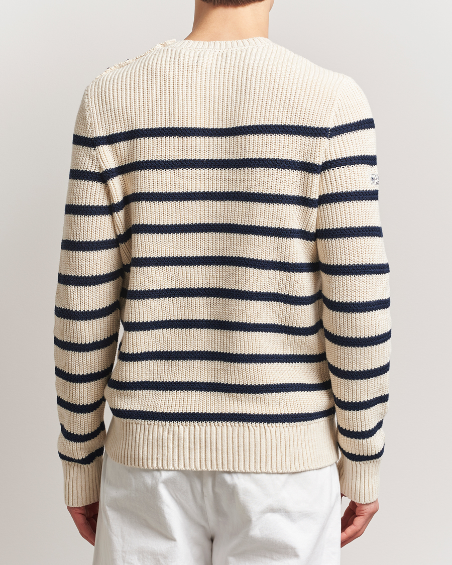 Mies | Puserot | Polo Ralph Lauren | Cotton/Linen Striped Sweater Cream/Navy