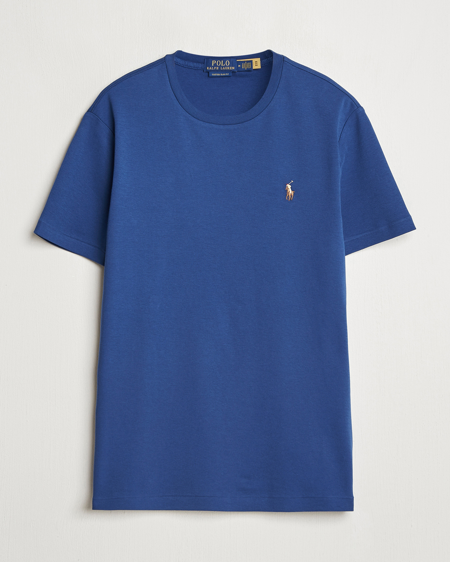 Mies | T-paidat | Polo Ralph Lauren | Luxury Pima Cotton Crew Neck T-Shirt Annapolis Blue