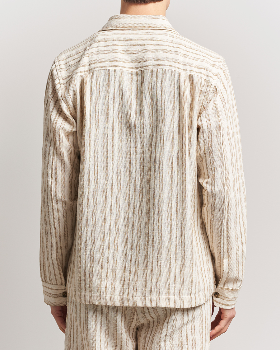 Mies | Kauluspaidat | LES DEUX | Shane Stripe Cotton Overshirt Ivory