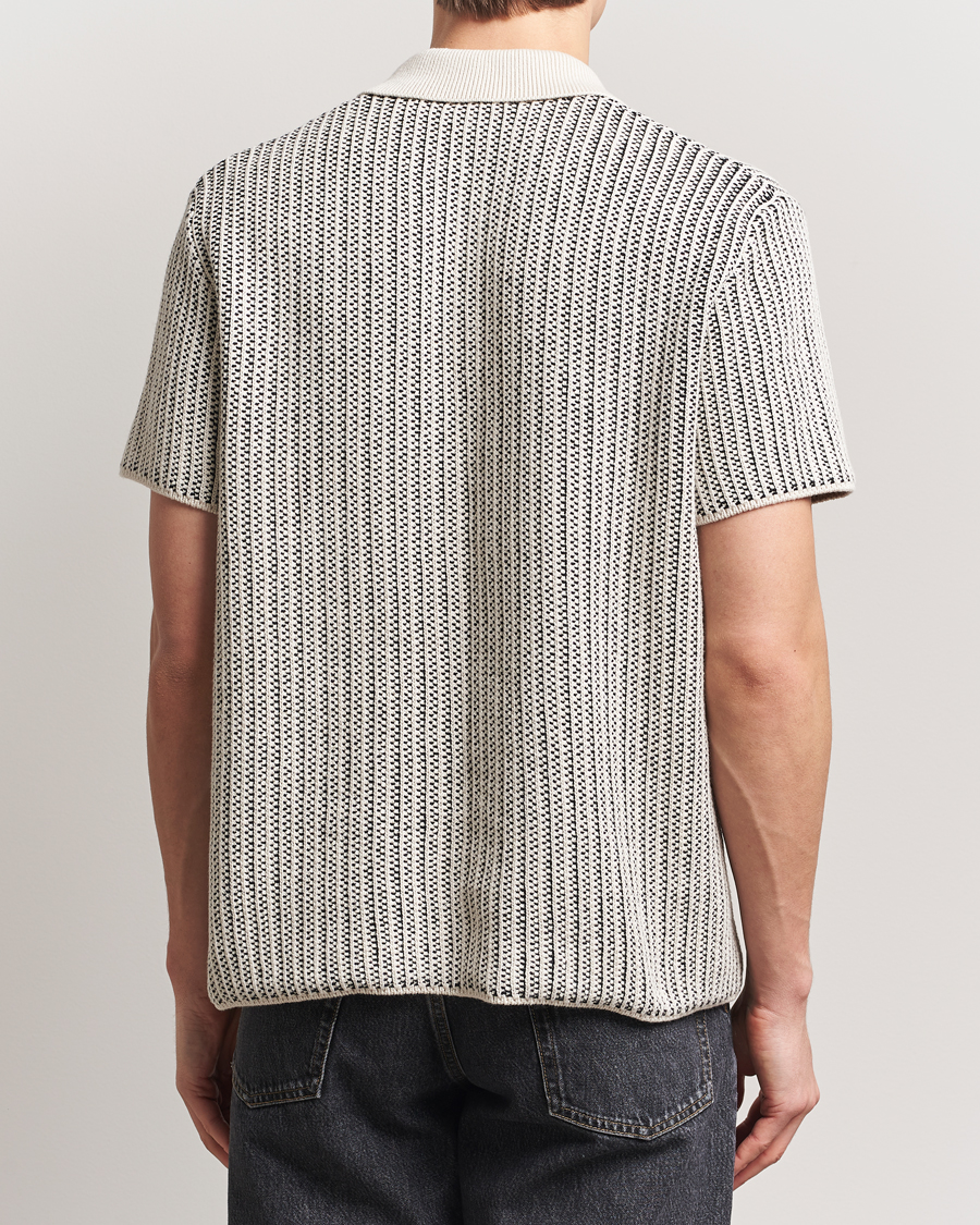 Mies | Kauluspaidat | LES DEUX | Easton Knitted Short Sleeve Shirt Ivory/Black
