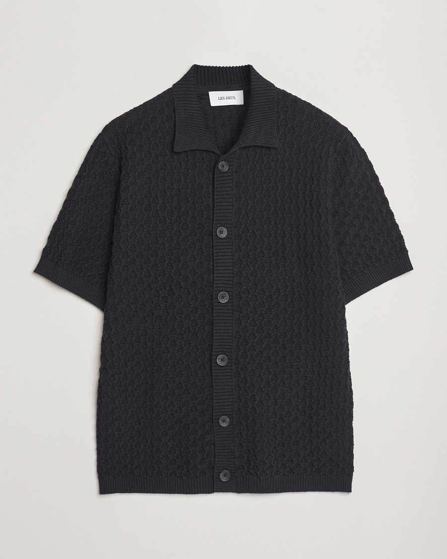 Mies | Kauluspaidat | LES DEUX | Gespertus Knitted Short Sleeve Shirt Black