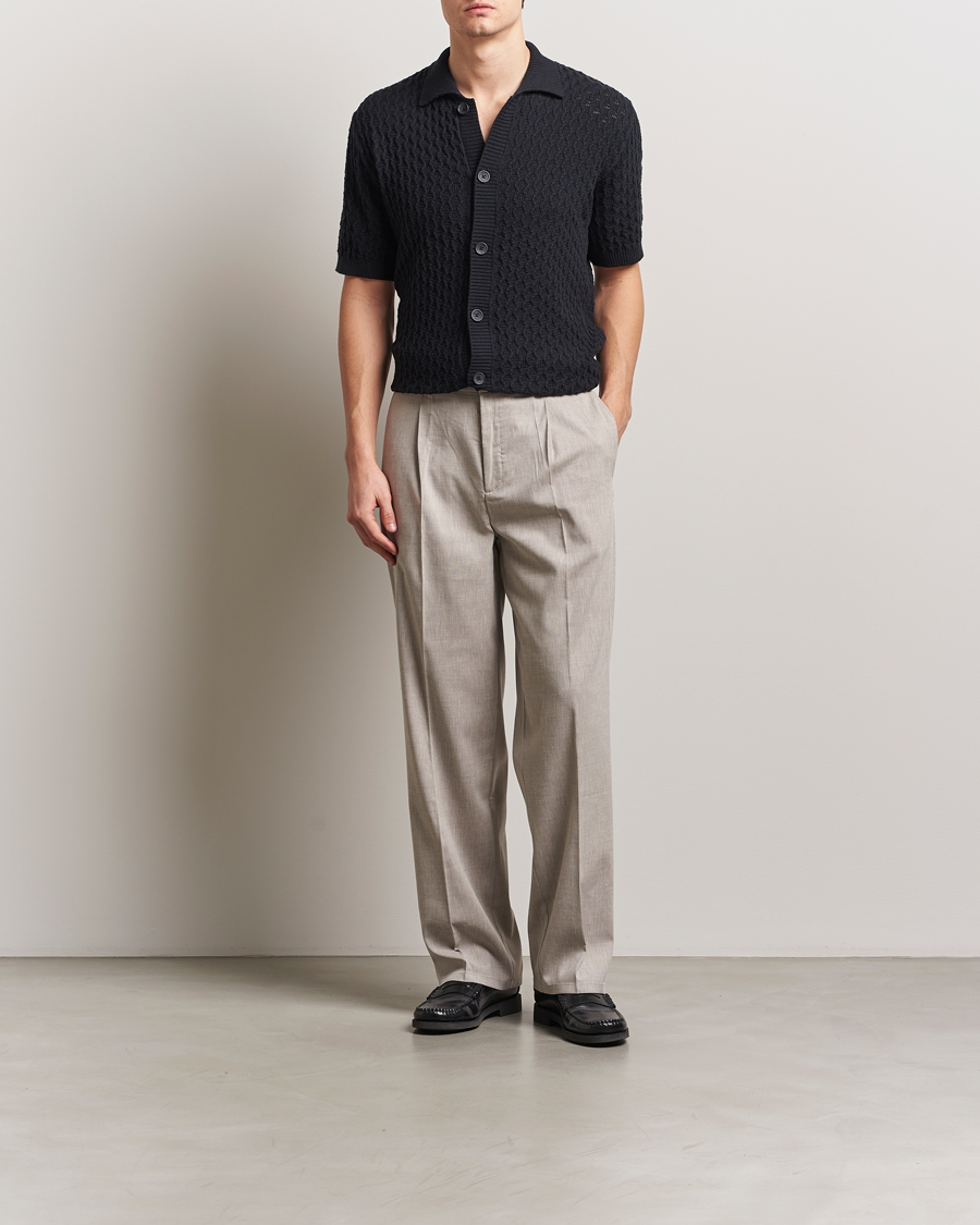 Mies | Kauluspaidat | LES DEUX | Gespertus Knitted Short Sleeve Shirt Black