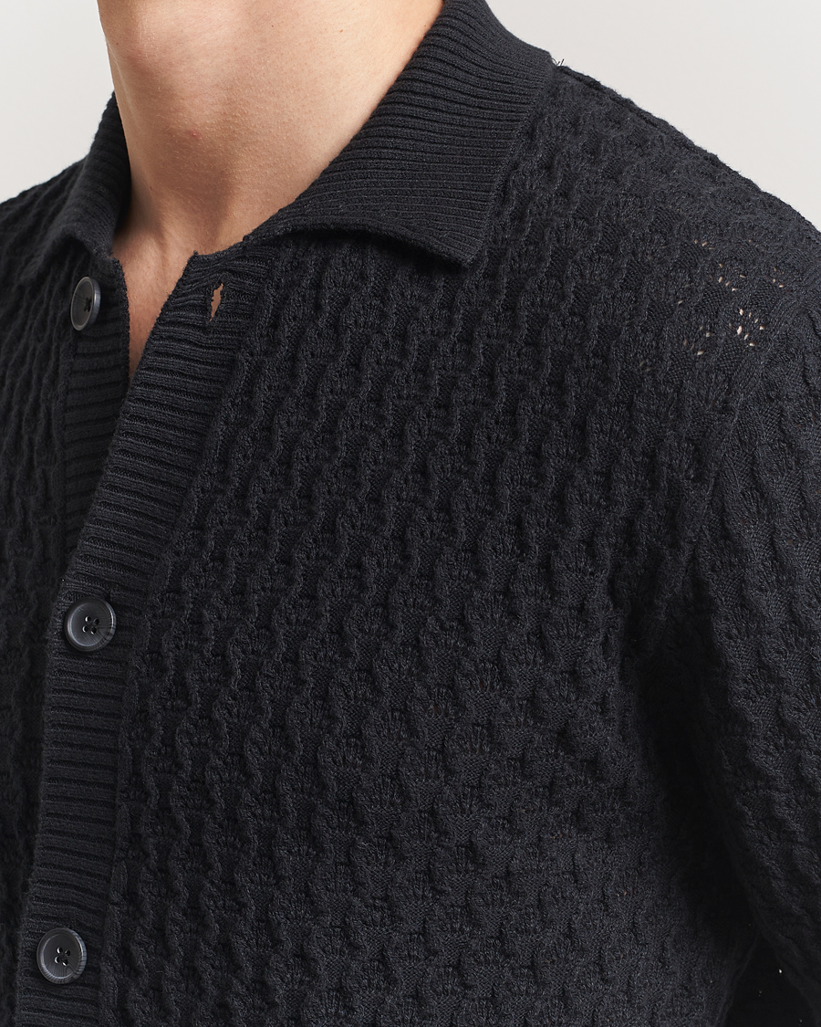 Mies | Kauluspaidat | LES DEUX | Gespertus Knitted Short Sleeve Shirt Black