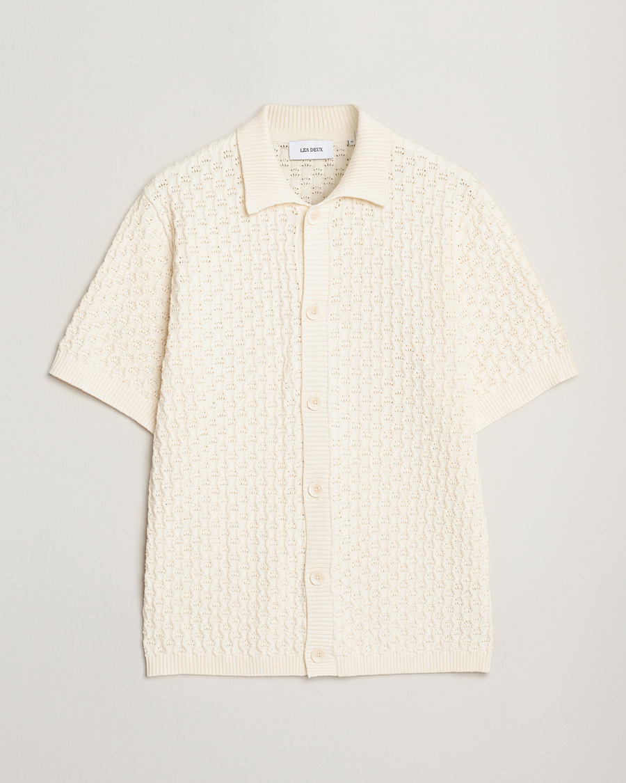 Mies | Kauluspaidat | LES DEUX | Gespertus Knitted Short Sleeve Shirt Ivory