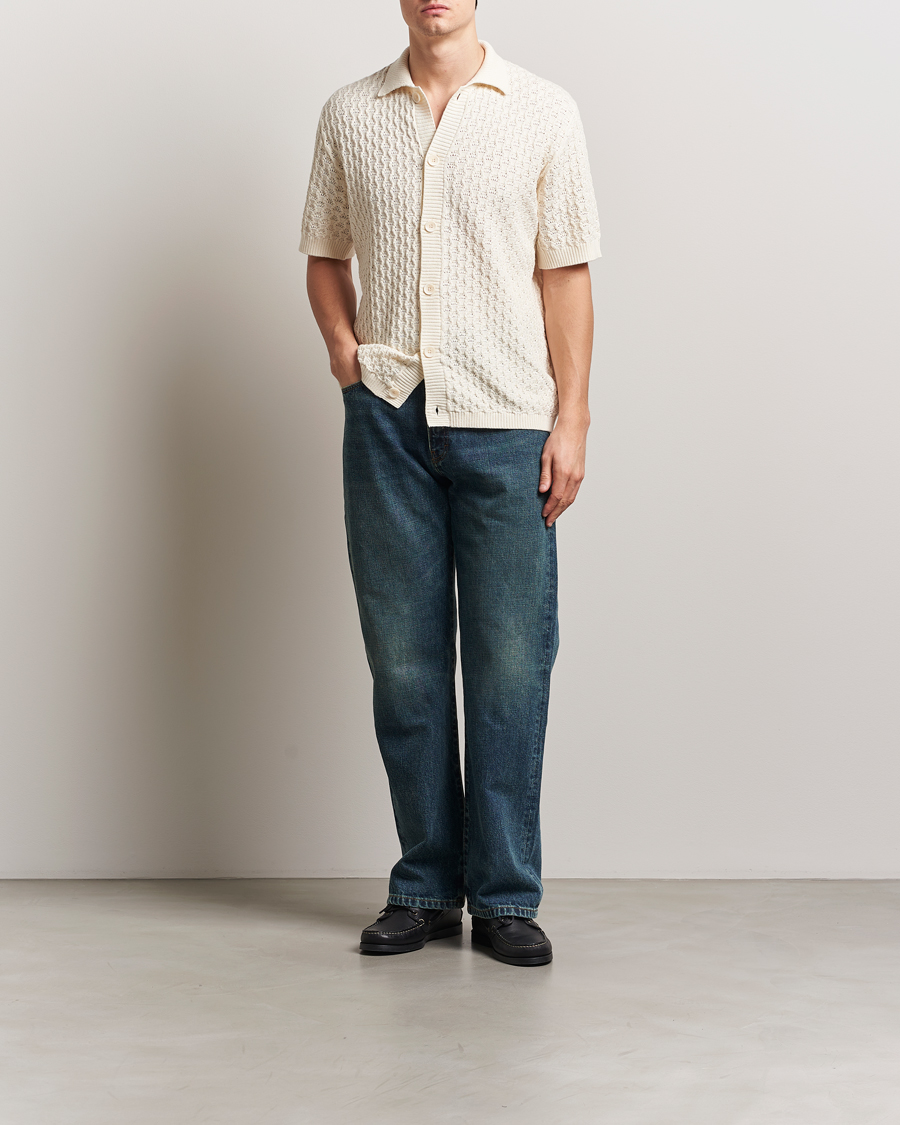 Mies | Kauluspaidat | LES DEUX | Gespertus Knitted Short Sleeve Shirt Ivory