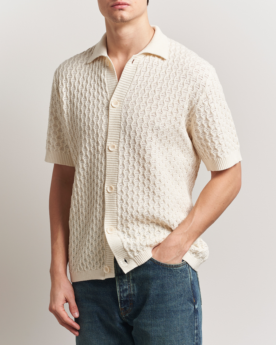 Mies | Kauluspaidat | LES DEUX | Gespertus Knitted Short Sleeve Shirt Ivory