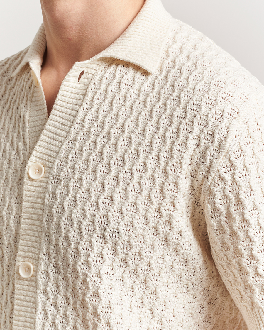Mies | Kauluspaidat | LES DEUX | Gespertus Knitted Short Sleeve Shirt Ivory