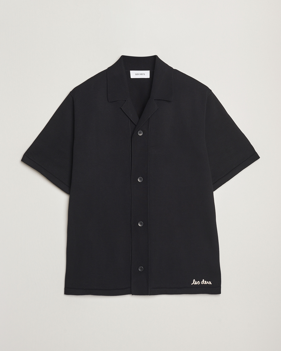Mies | Kauluspaidat | LES DEUX | Geoffery Short Sleeve Knitted Shirt Black