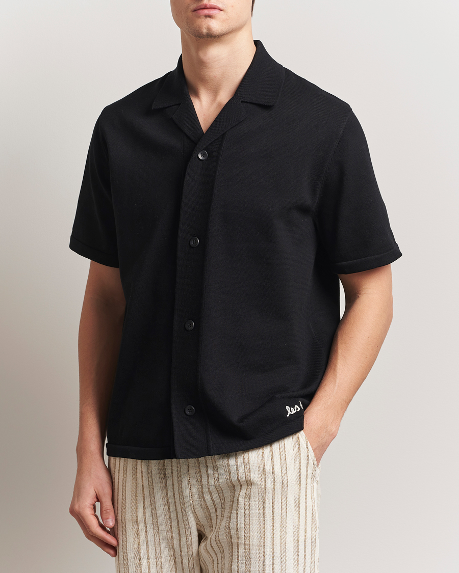 Mies | Kauluspaidat | LES DEUX | Geoffery Short Sleeve Knitted Shirt Black