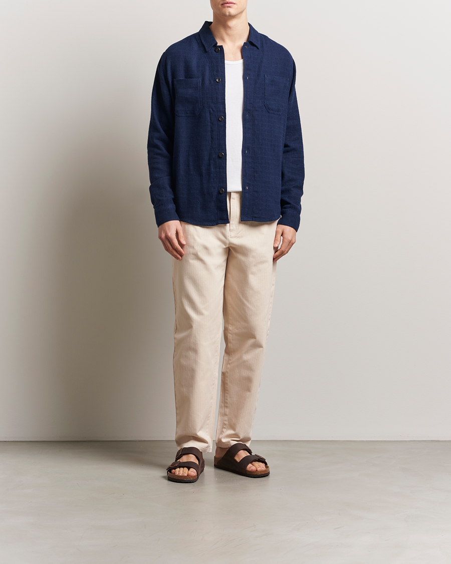 Mies | Kauluspaidat | LES DEUX | Hamilton Viscose/Linen Overshirt Navy