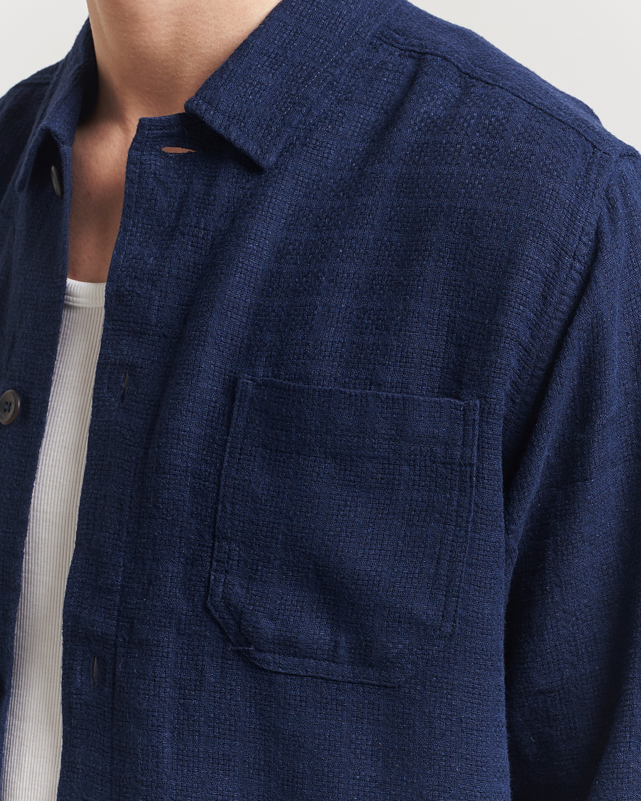 Mies | Kauluspaidat | LES DEUX | Hamilton Viscose/Linen Overshirt Navy