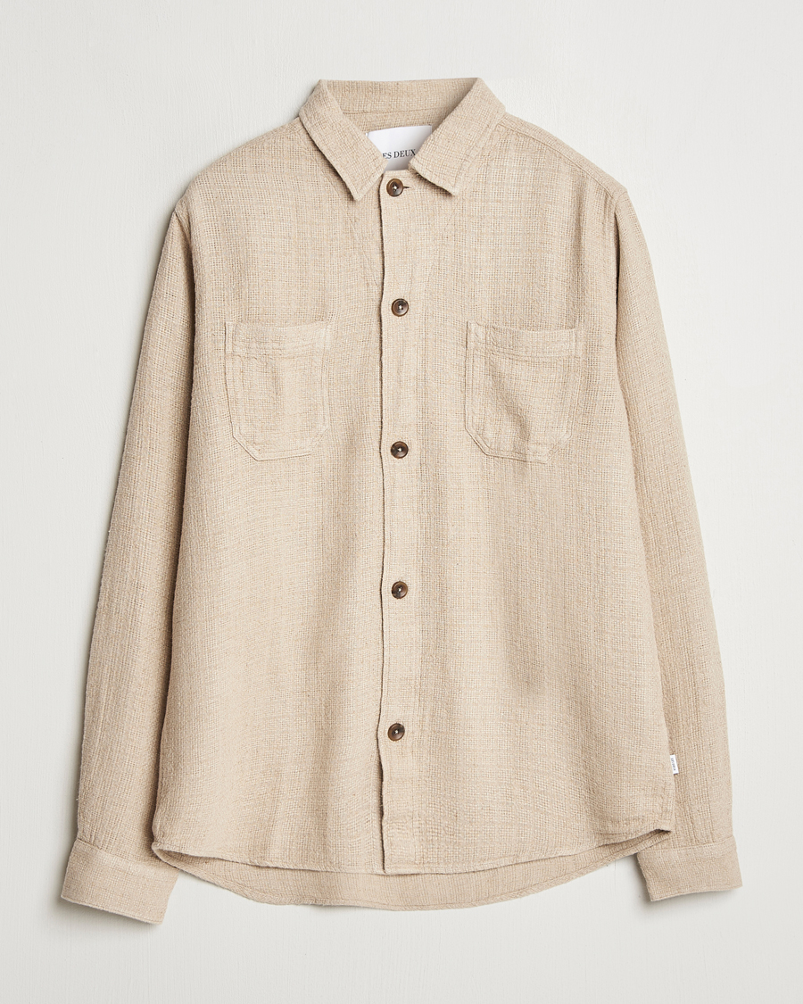 Mies | Kauluspaidat | LES DEUX | Hamilton Viscose/Linen Overshirt Light Sand